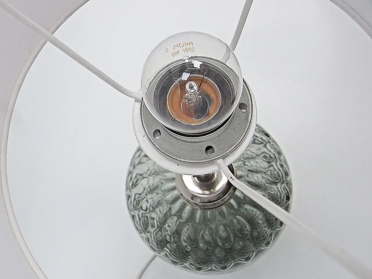 Lampada da tavolo Romana in vetro fumé e cotone, anni '70 3