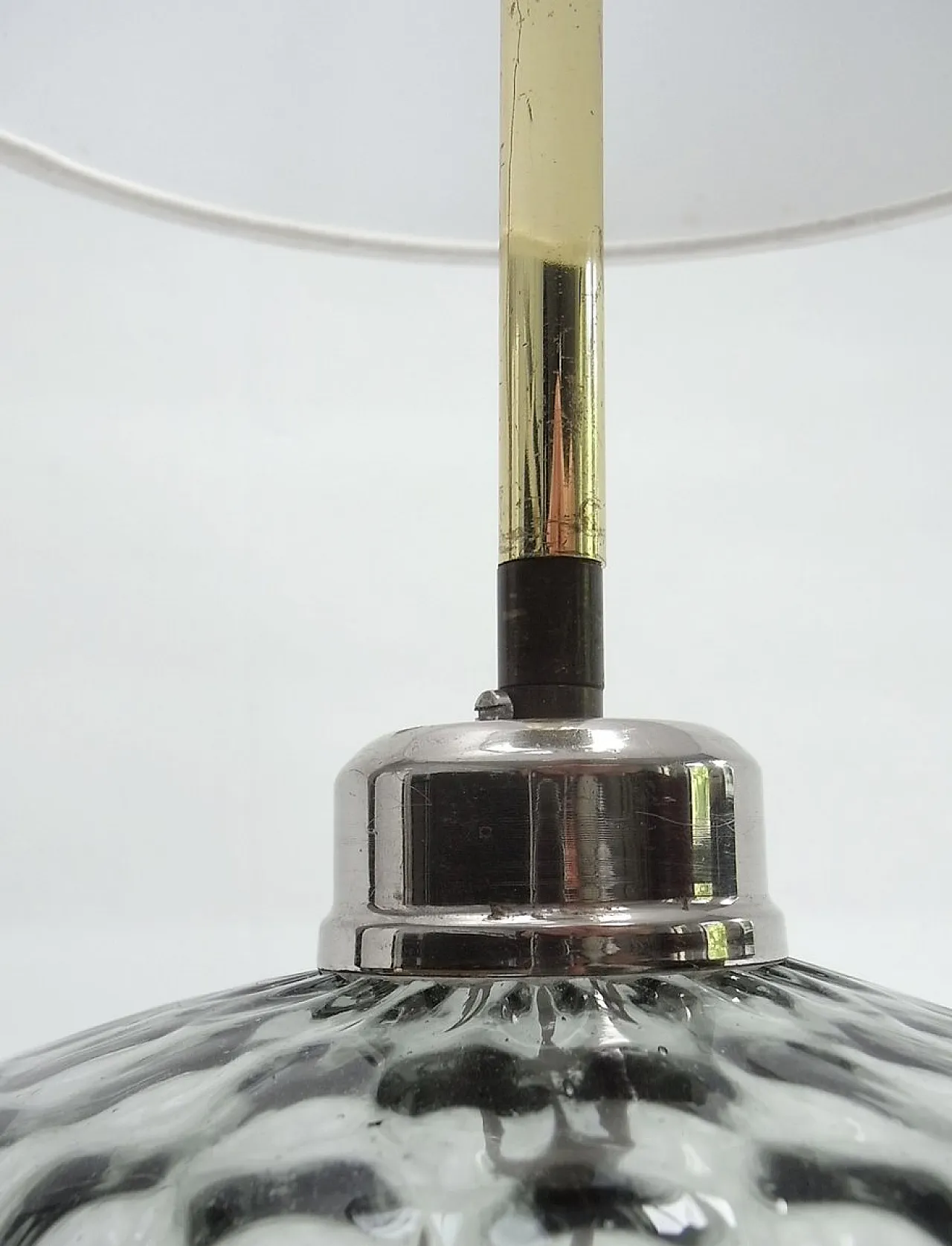 Lampada da tavolo Romana in vetro fumé e cotone, anni '70 5