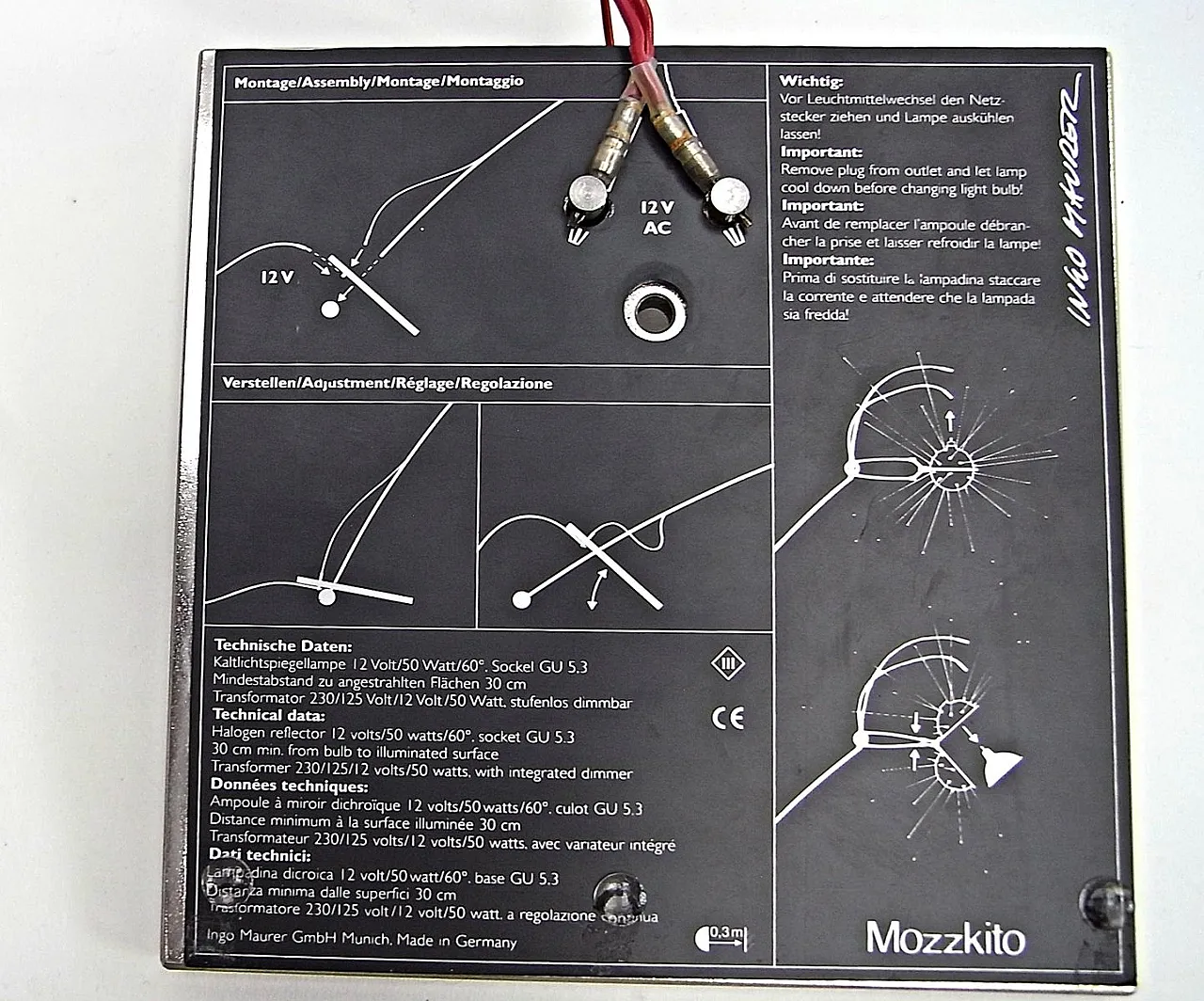 Mozzkito table lamp by Ingo Maurer, 1990s 9