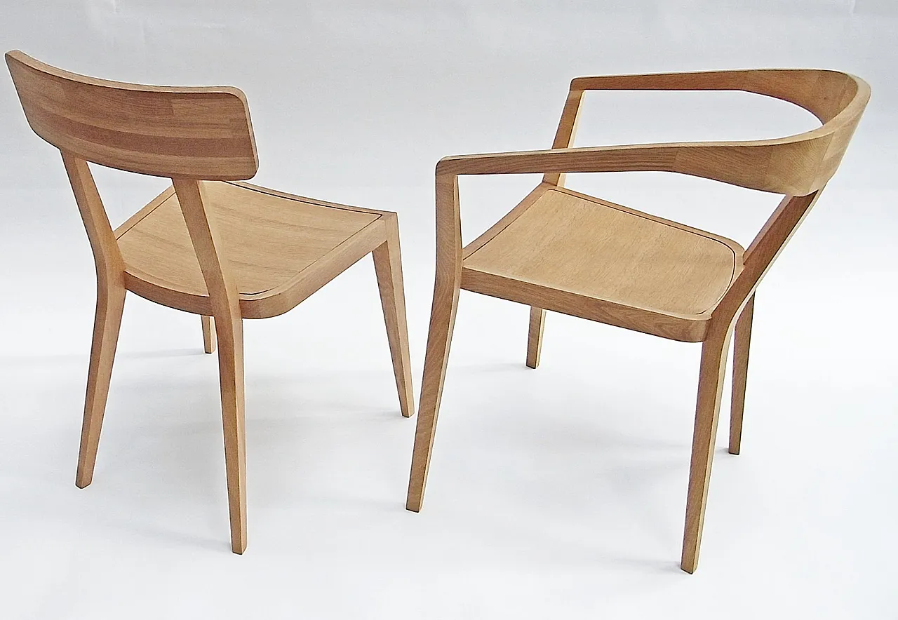 Coppia di poltrone in quercia di Gunter Lambert, anni 2000 3