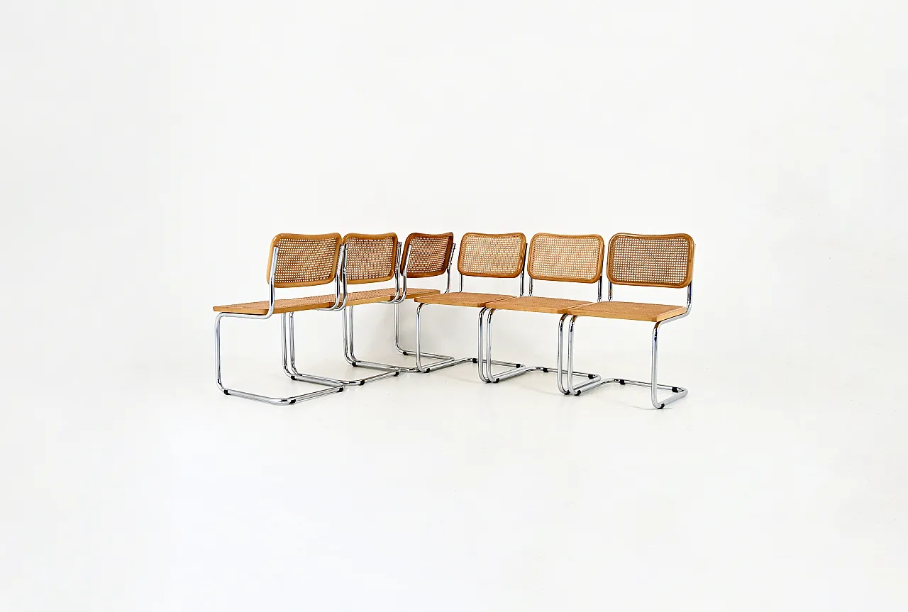6 Sedie da pranzo stile B32 di Marcel Breuer, anni '80 1