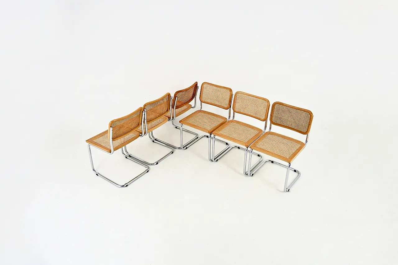 6 Sedie da pranzo stile B32 di Marcel Breuer, anni '80 2