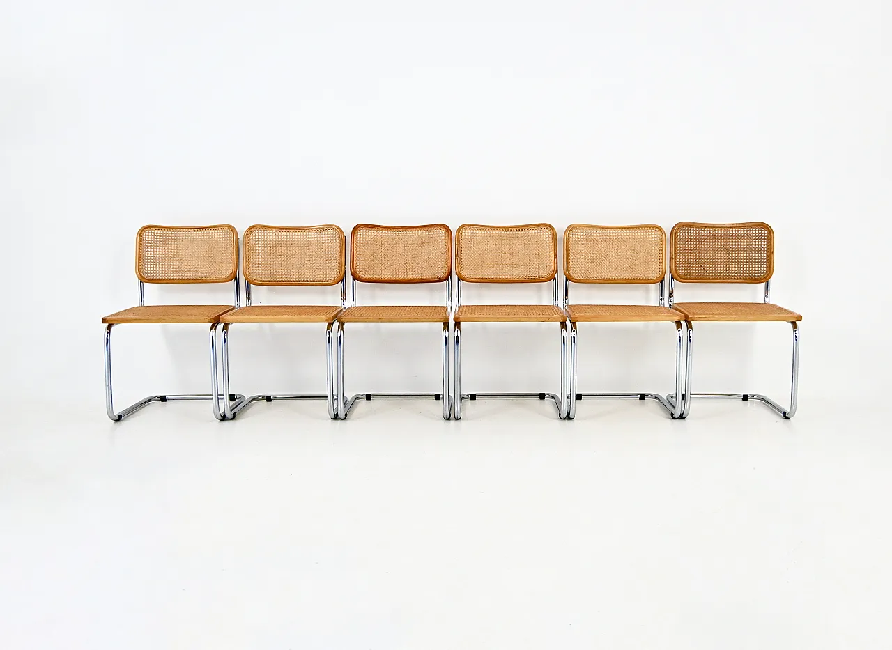6 Sedie da pranzo stile B32 di Marcel Breuer, anni '80 3