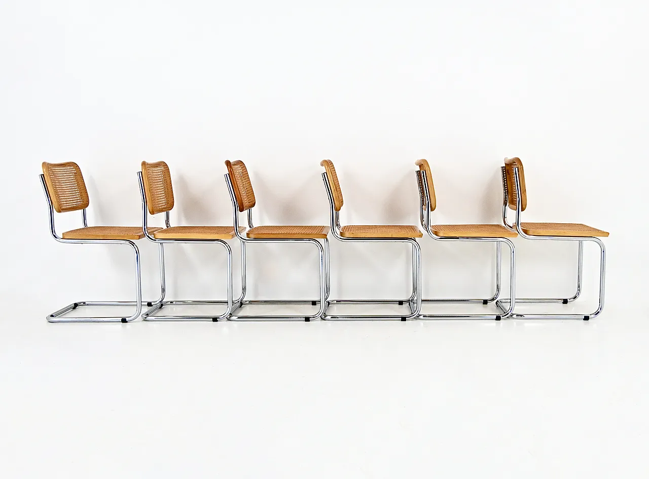 6 Sedie da pranzo stile B32 di Marcel Breuer, anni '80 4