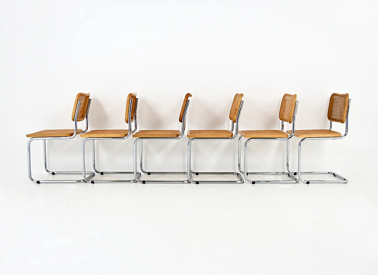 6 Sedie da pranzo stile B32 di Marcel Breuer, anni '80 6