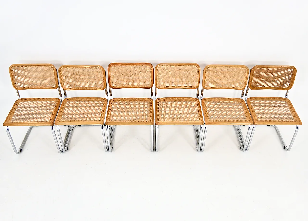 6 Sedie da pranzo stile B32 di Marcel Breuer, anni '80 7