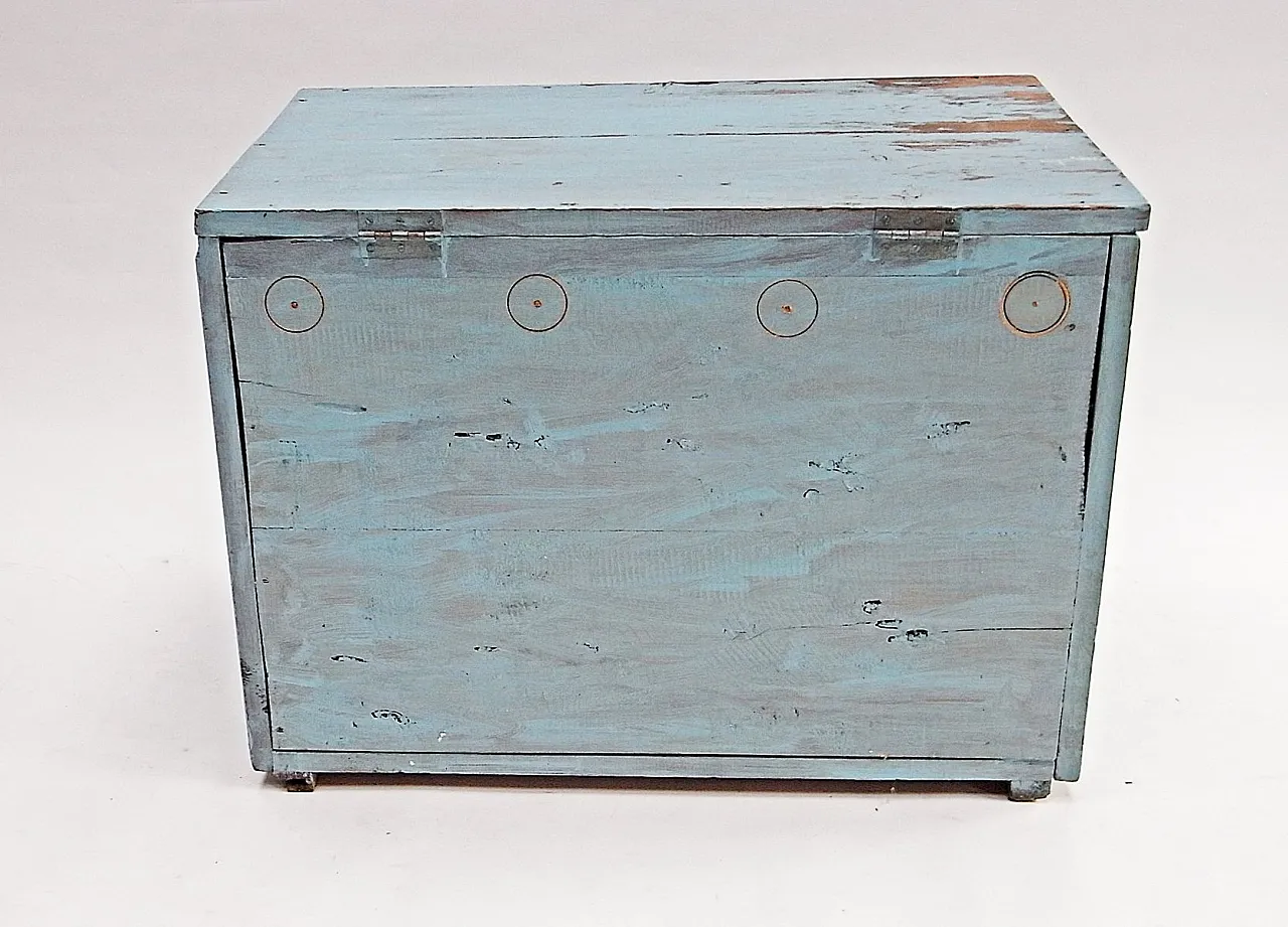 Blue trunk in softwood with cord handles, 20th century 4