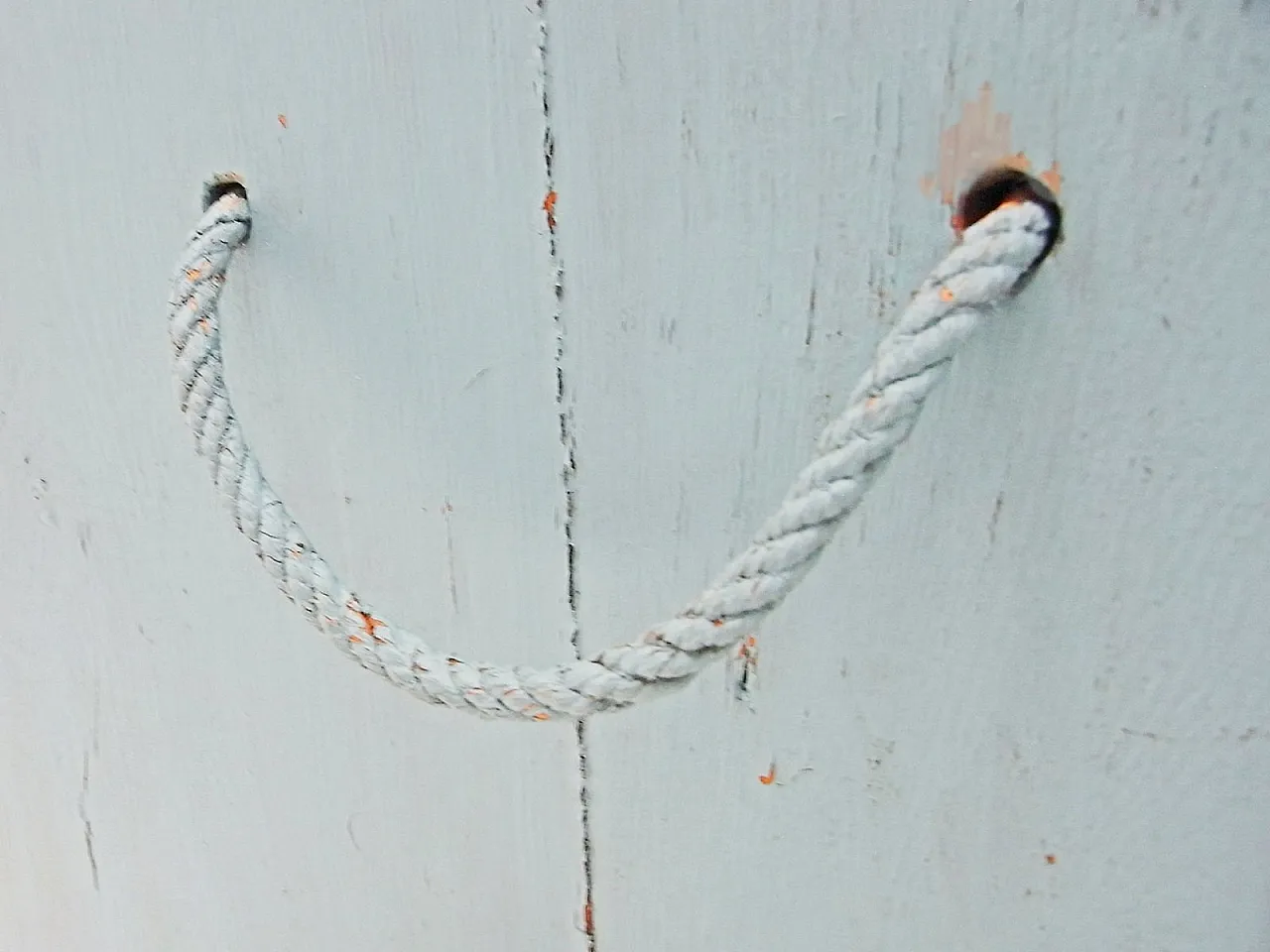 Blue trunk in softwood with cord handles, 20th century 12