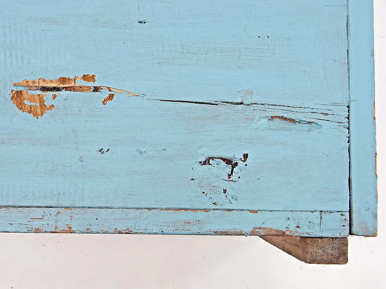 Blue trunk in softwood with cord handles, 20th century 16