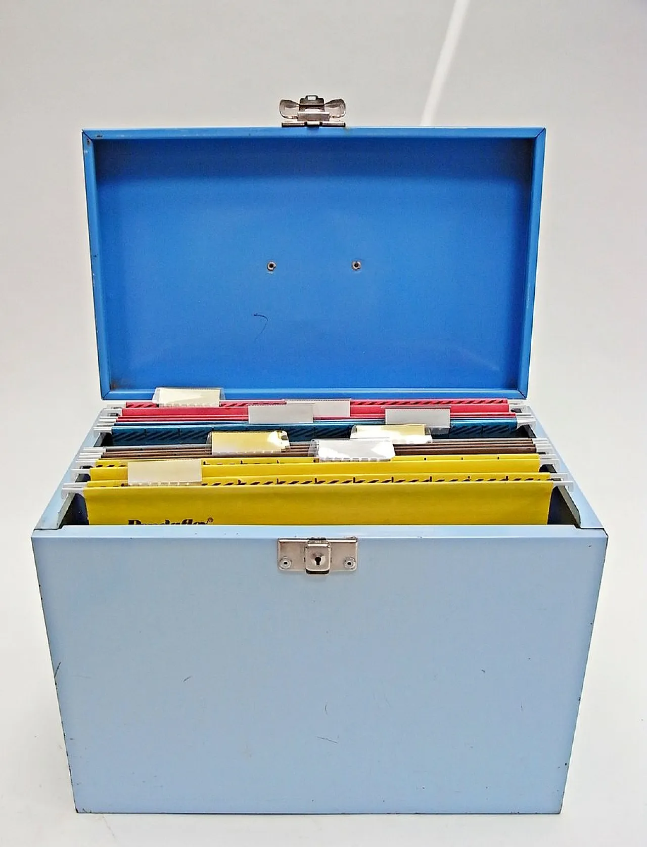 Blue document box in coloured metal sheet, 20th century 4