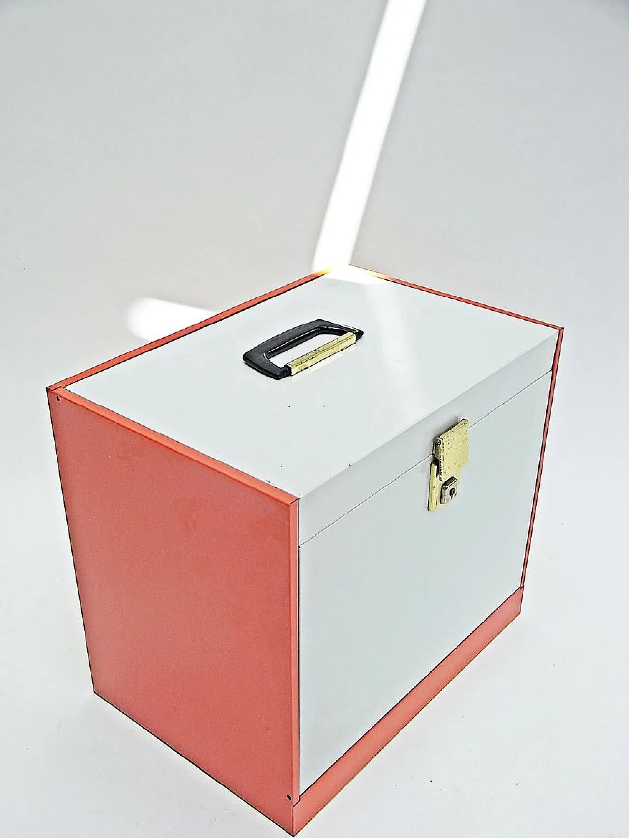 Orange document box in coloured metal sheet, 20th century 2