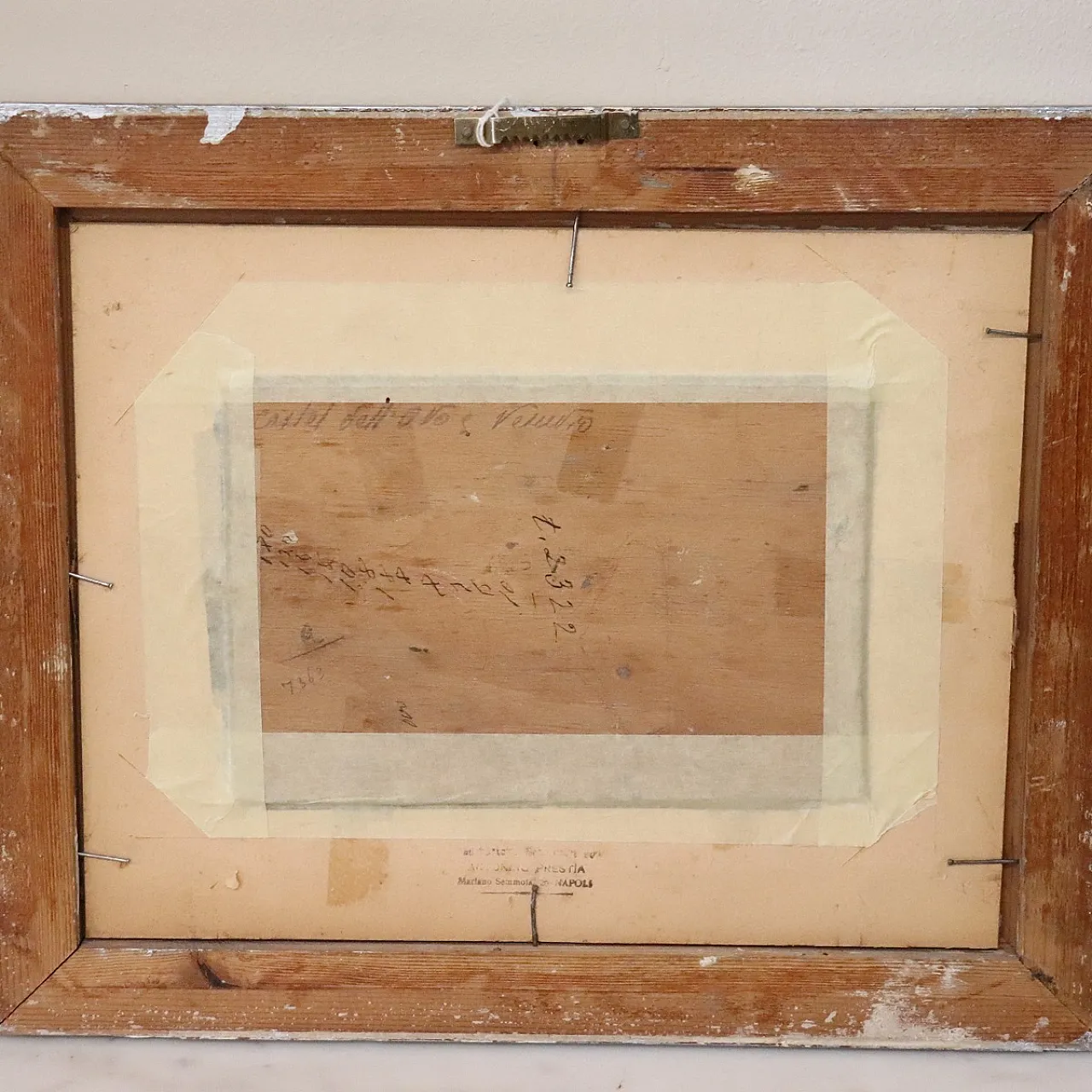 Dipinto olio su tavola Golfo di Napoli, Firma R. Leone, inizi '900 11