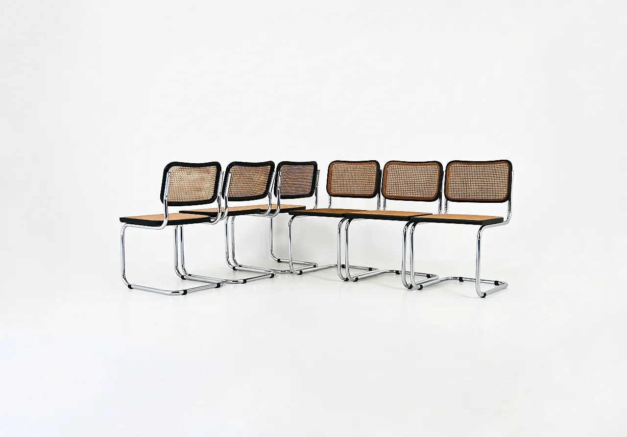6 Sedie da pranzo stile B32 di Marcel Breuer, anni '80 1