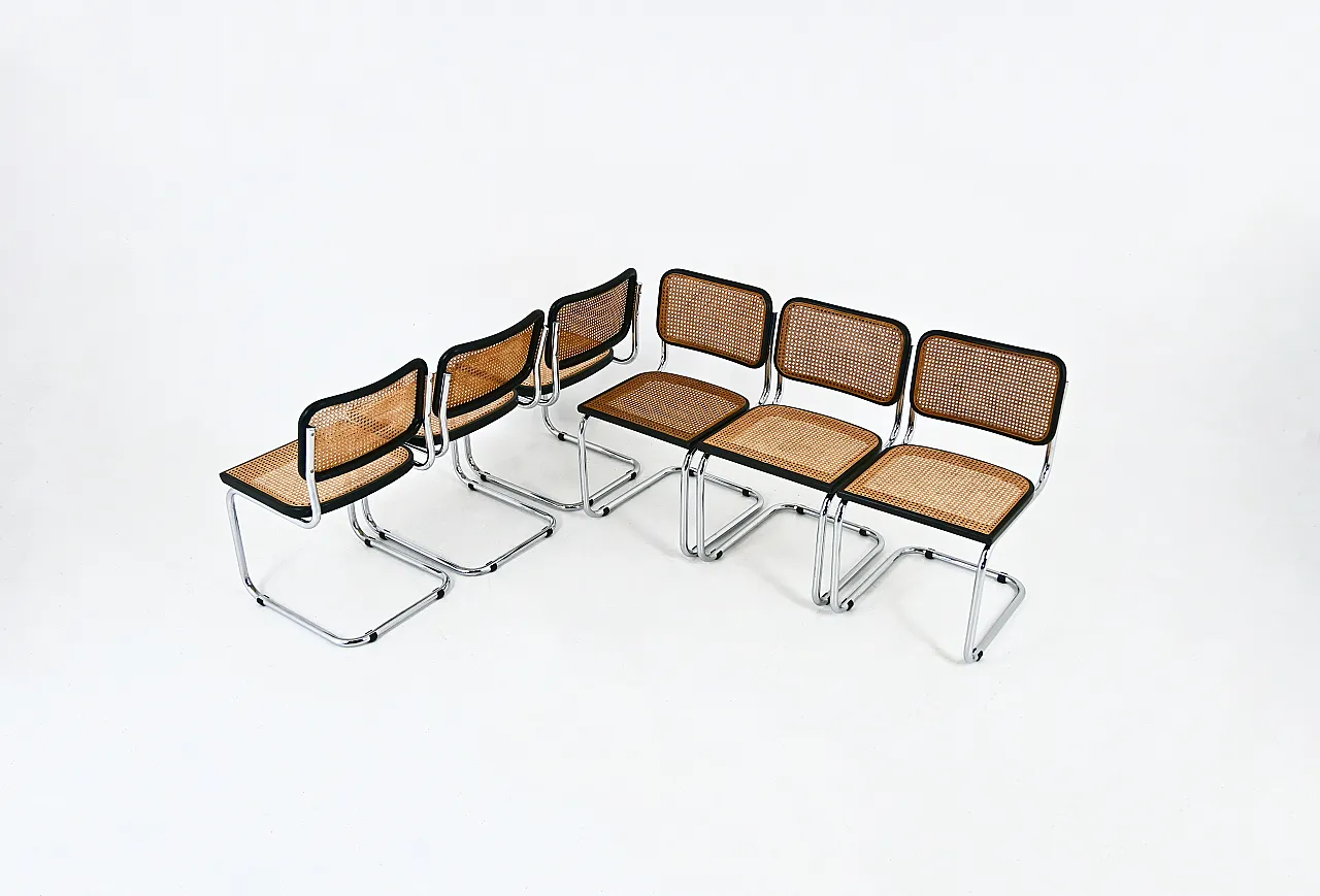 6 Sedie da pranzo stile B32 di Marcel Breuer, anni '80 2