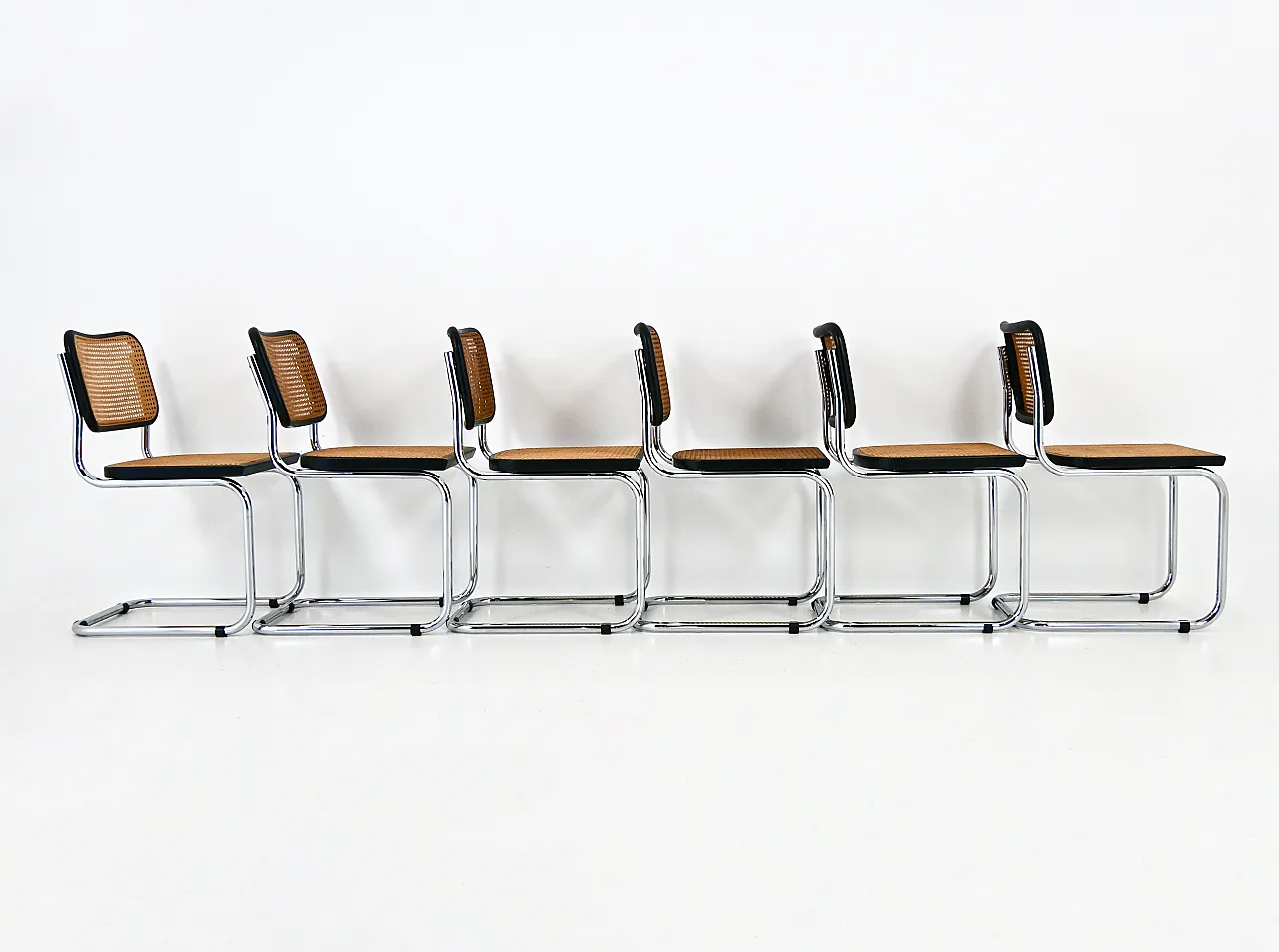 6 Sedie da pranzo stile B32 di Marcel Breuer, anni '80 4