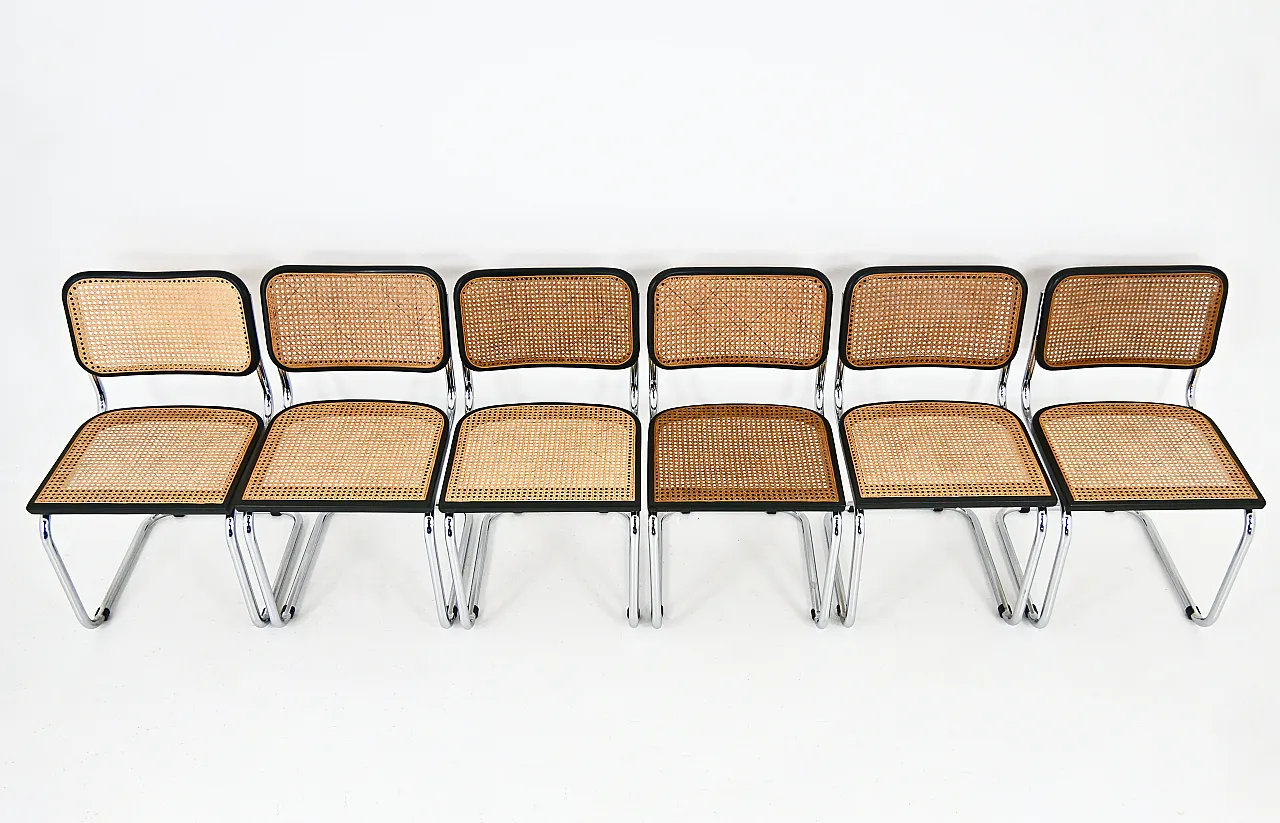 6 Sedie da pranzo stile B32 di Marcel Breuer, anni '80 7