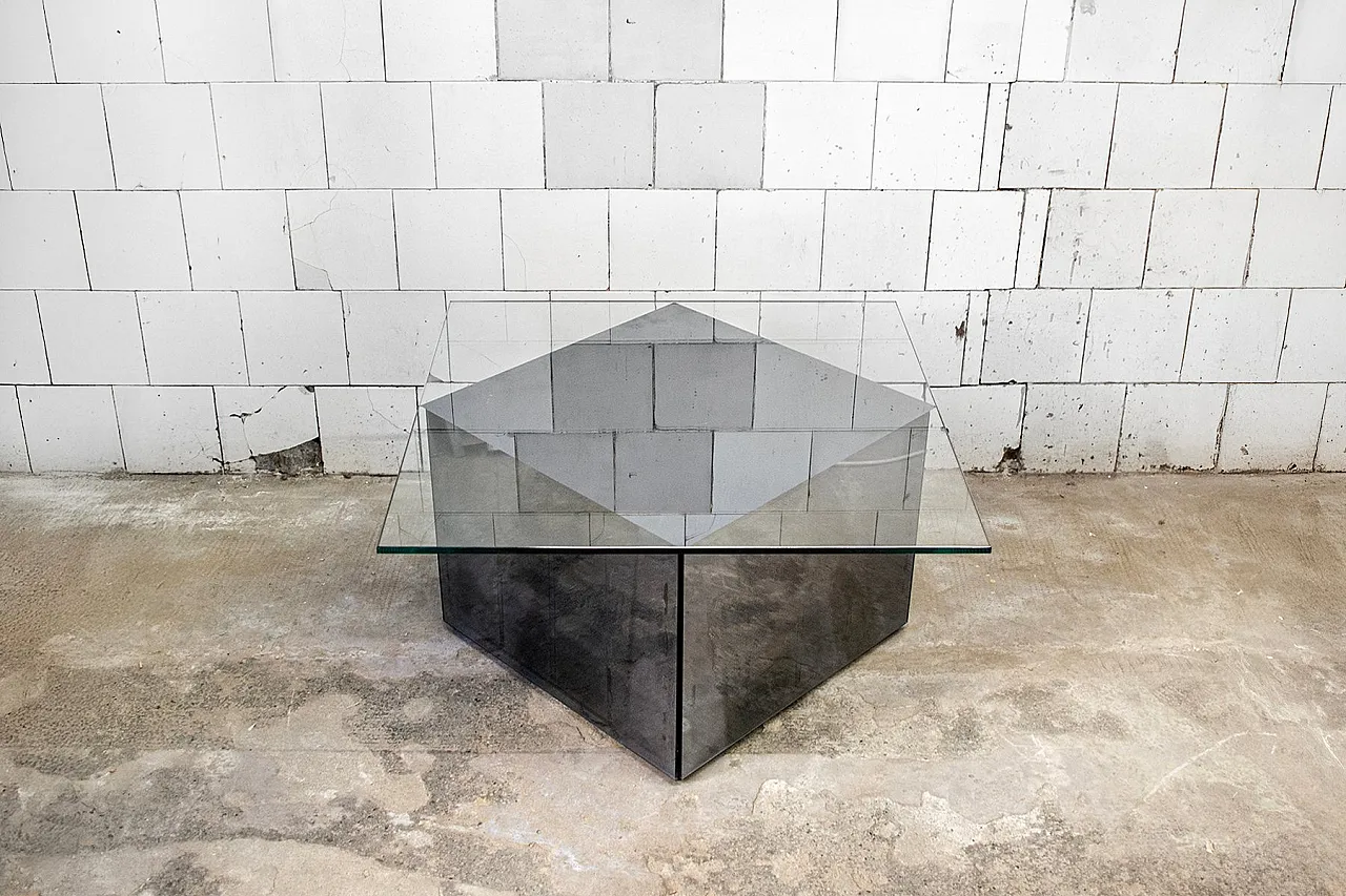 Tavolino in vetro a specchio di Nanda Vigo per Acerbis, anni '70 1