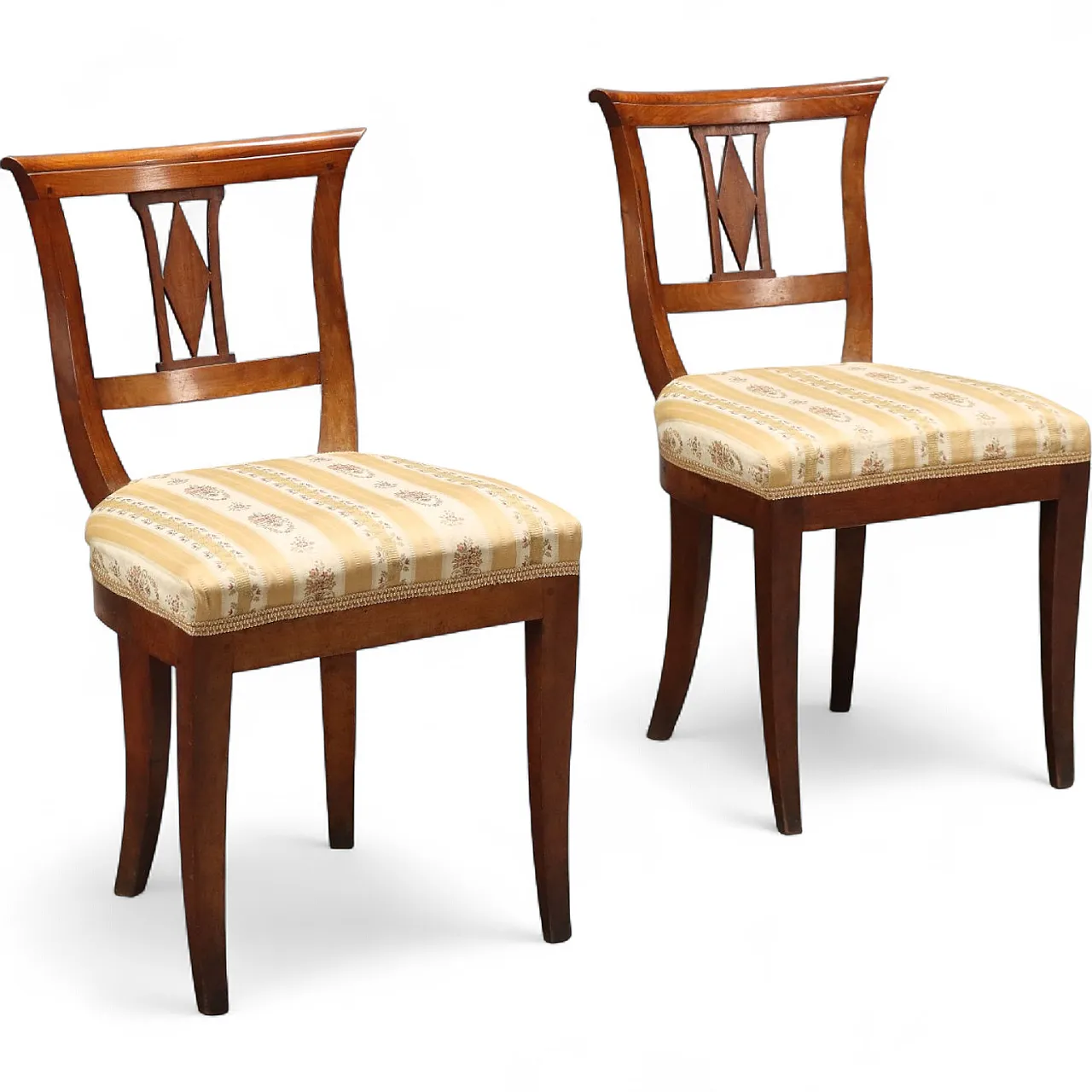Coppia di sedie in mogano con sedile imbottito, metà '800 9