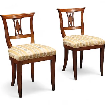 Coppia di sedie in mogano con sedile imbottito, metà '800