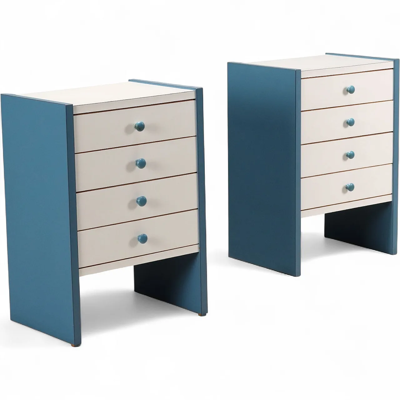 Pair of bedside tables in two-tone laminated wood, 20th century 10