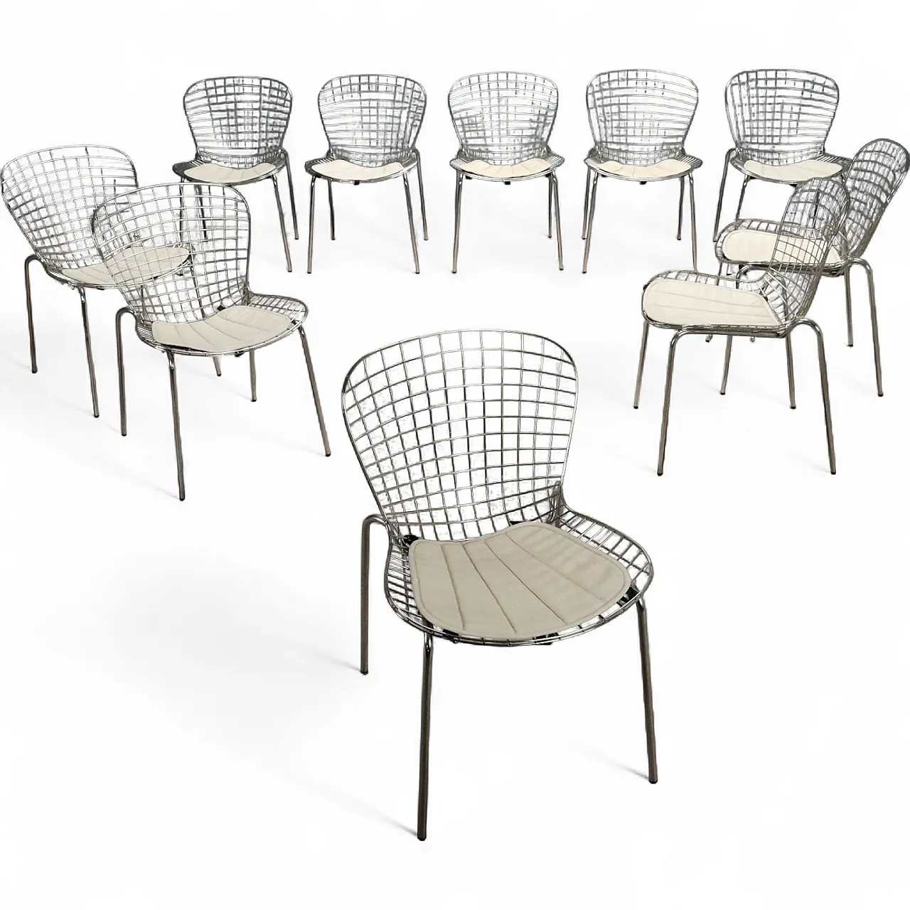 10 Chunky metal chairs with original cushions, 20th century 11