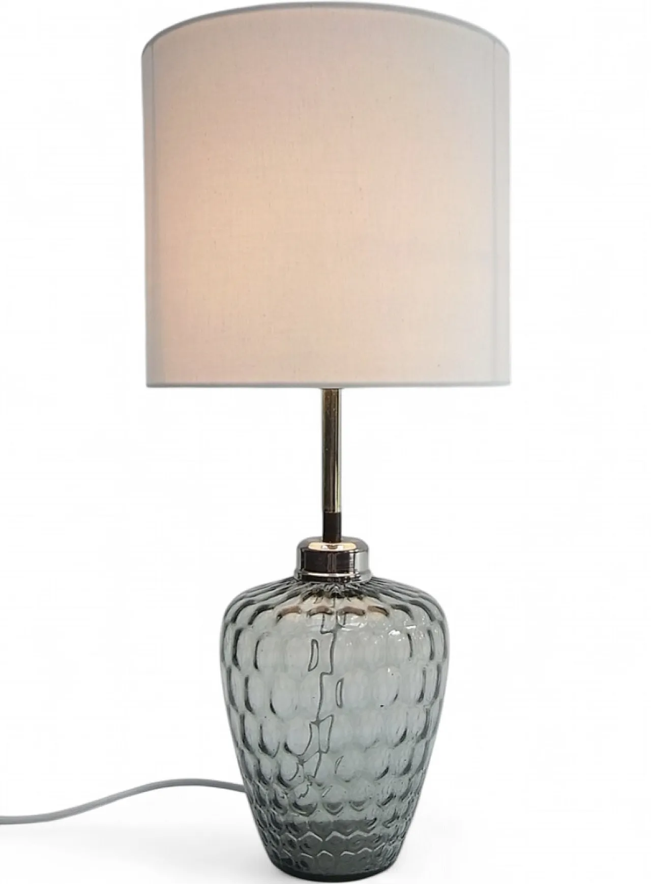 Lampada da tavolo Romana in vetro fumé e cotone, anni '70 7