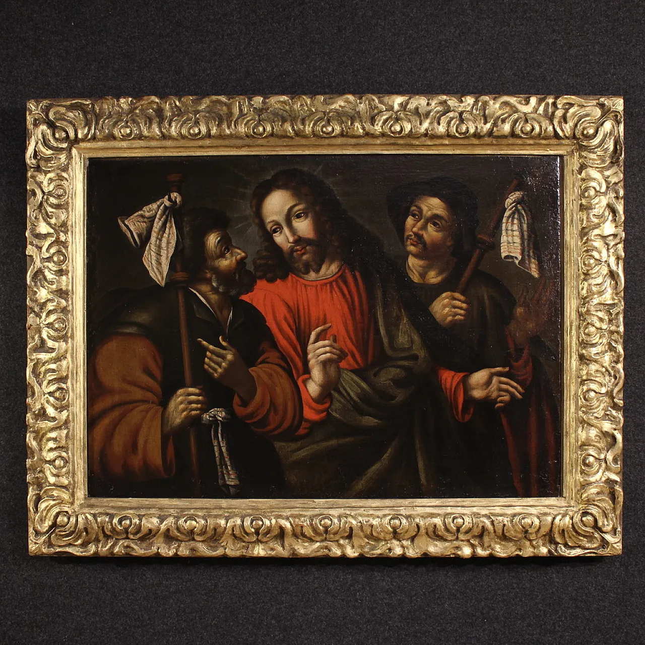 Spanish painting Christ and the disciples of Emmaus, 17th century 1