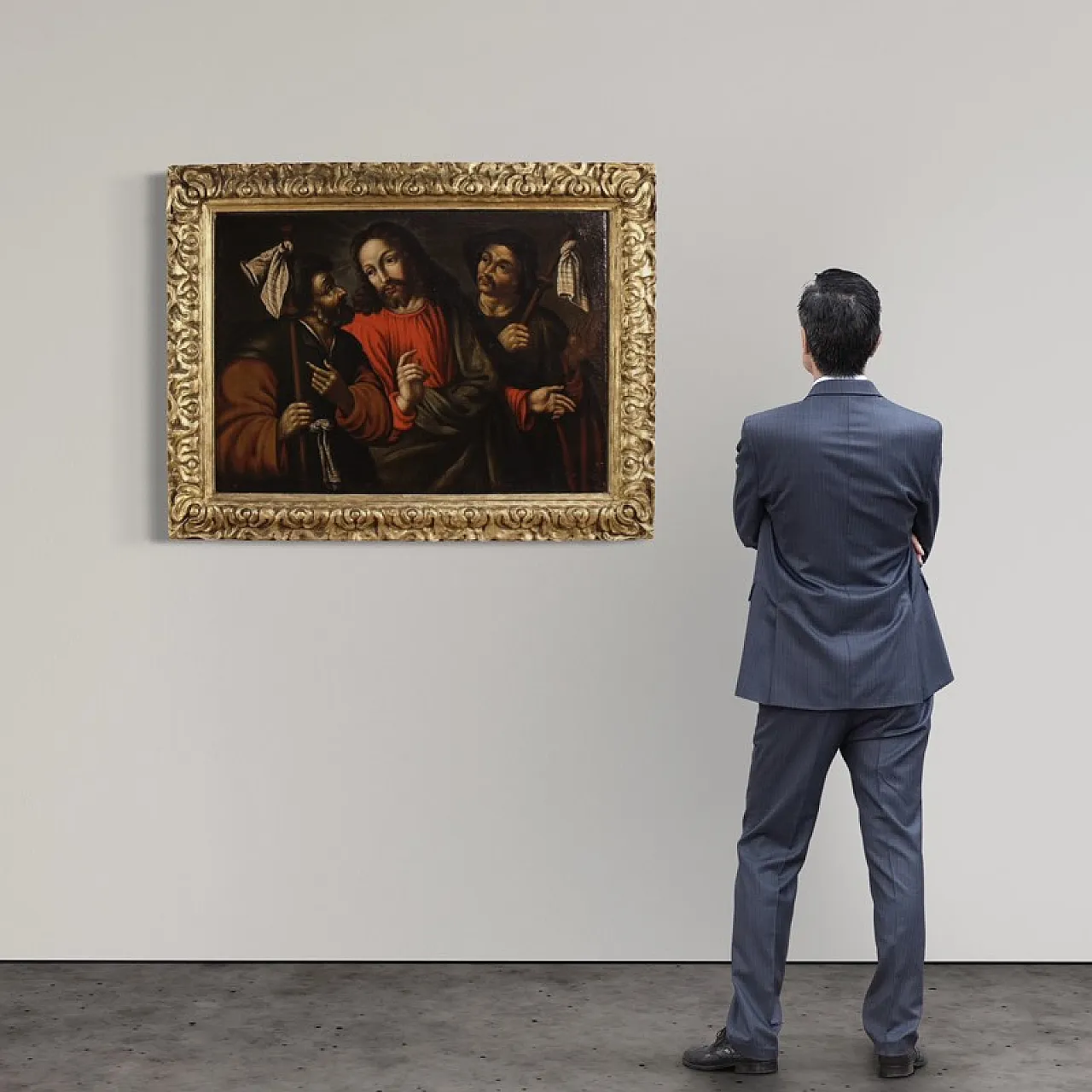 Spanish painting Christ and the disciples of Emmaus, 17th century 2