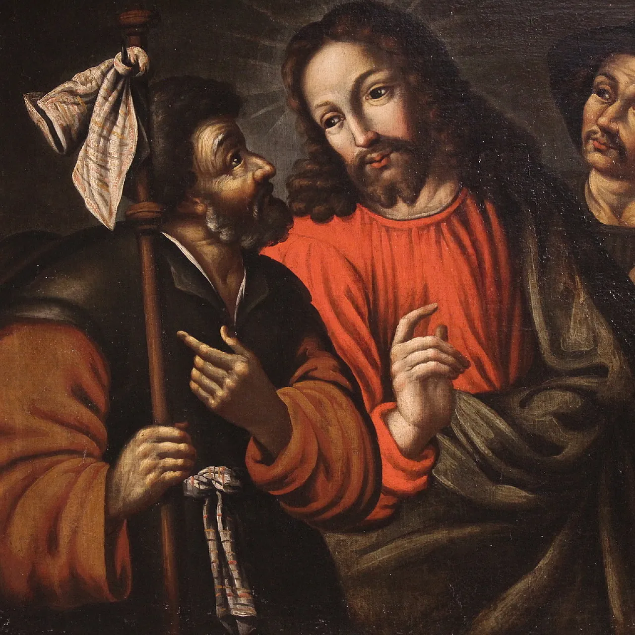 Spanish painting Christ and the disciples of Emmaus, 17th century 3