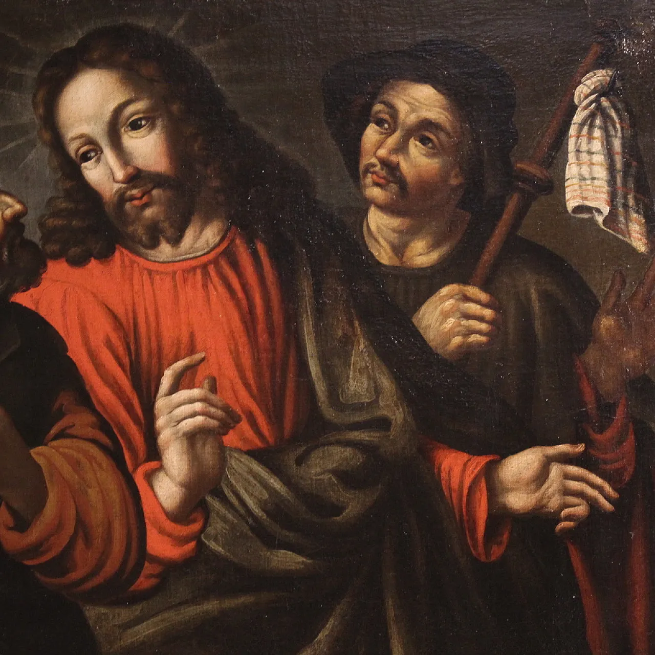 Spanish painting Christ and the disciples of Emmaus, 17th century 4