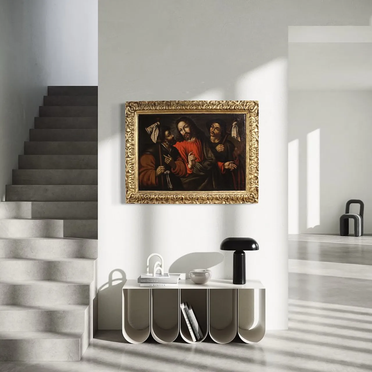 Spanish painting Christ and the disciples of Emmaus, 17th century 7