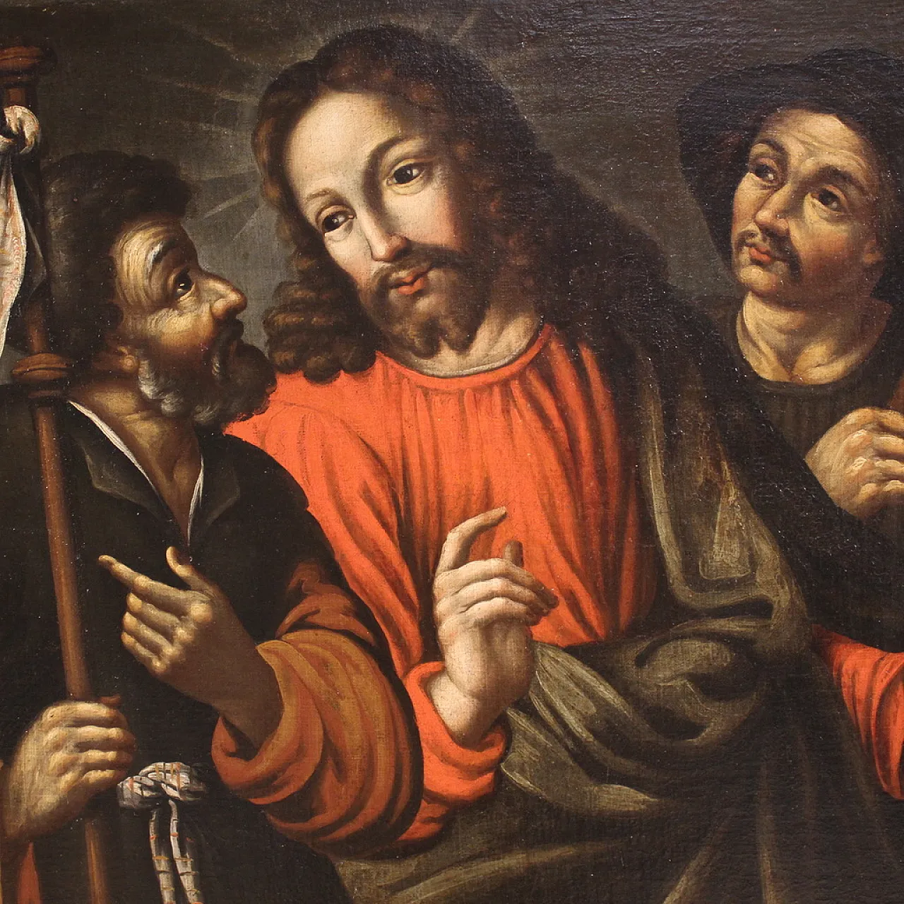 Spanish painting Christ and the disciples of Emmaus, 17th century 13