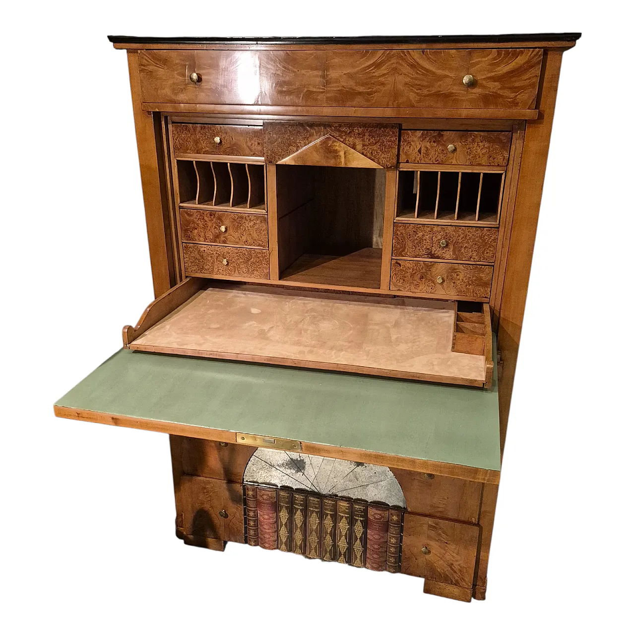 Secrétaire Carlo X in legno di mogano biondo, '800 1