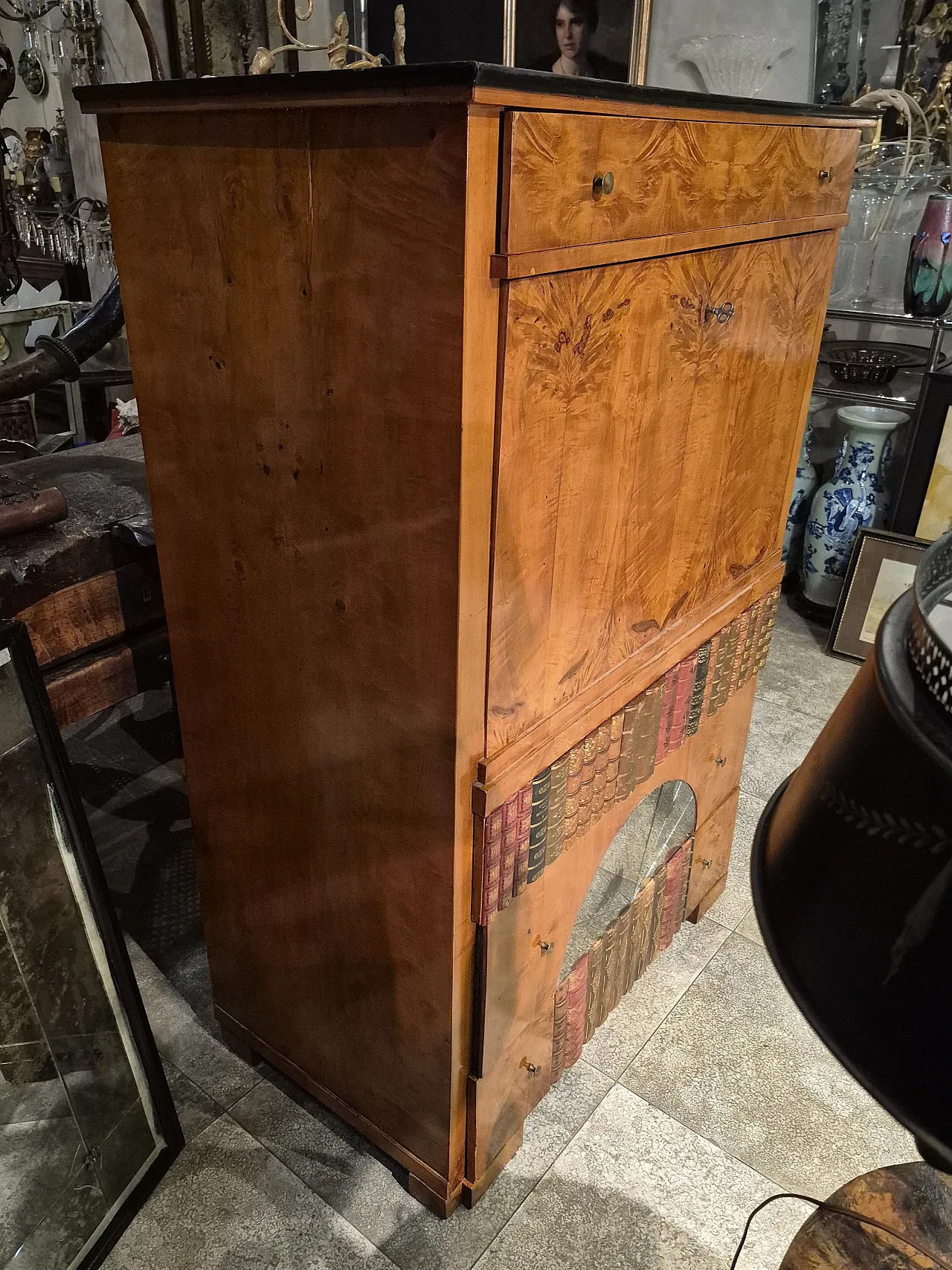 Secrétaire Carlo X in legno di mogano biondo, '800 4