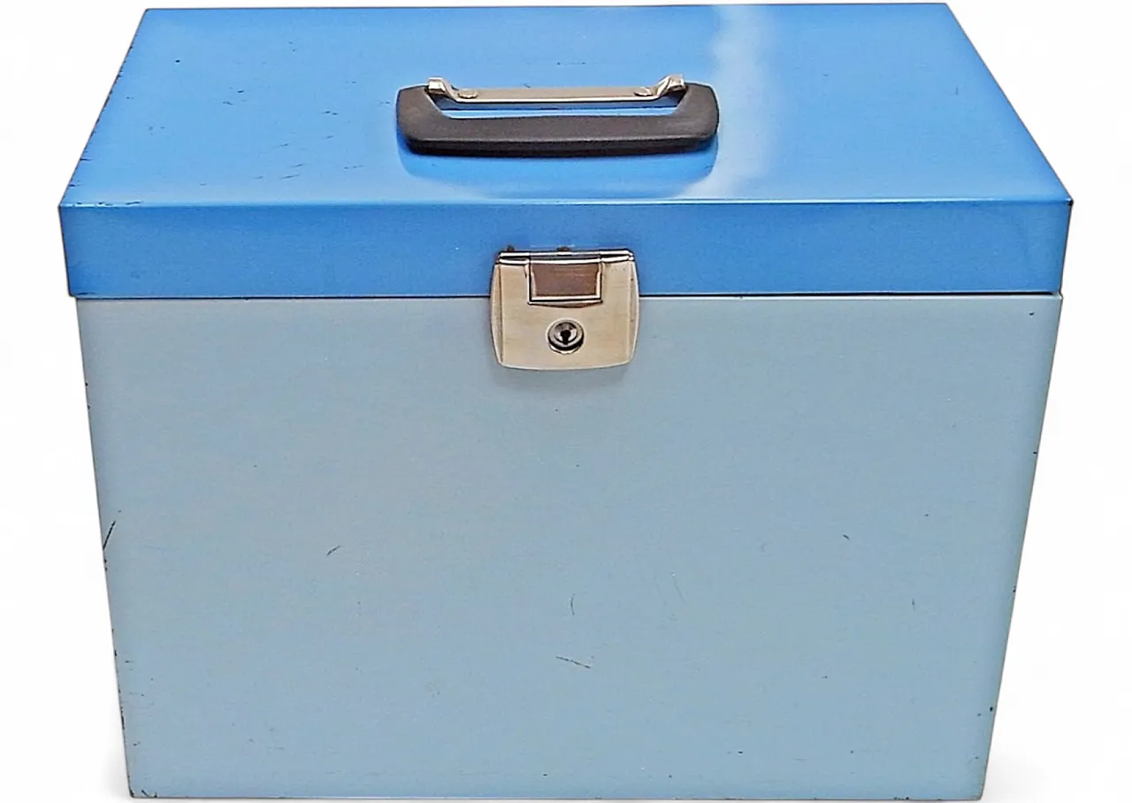 Blue document box in coloured metal sheet, 20th century 6