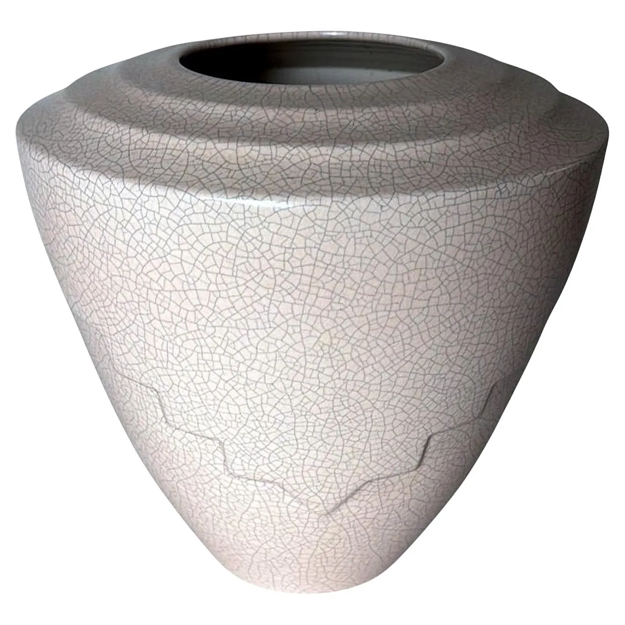 Art Deco white ceramic vase, Raku technique, 20th century 1