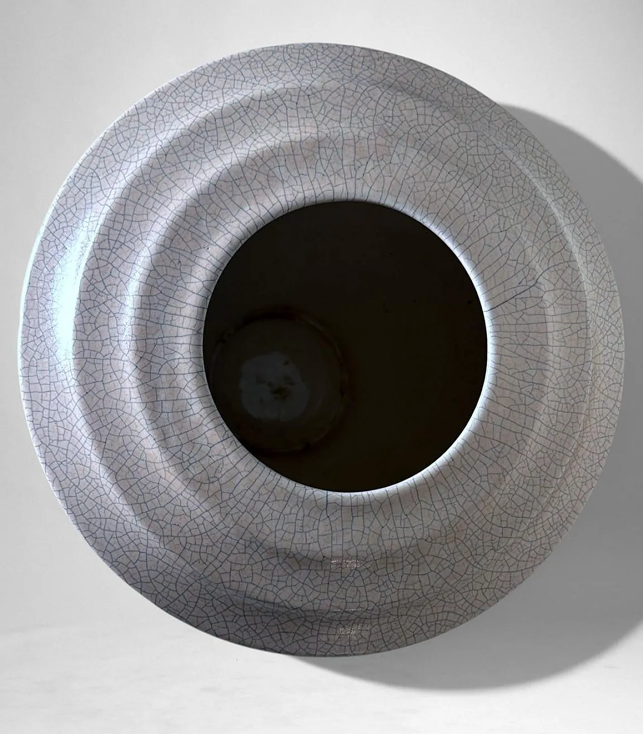 Art Deco white ceramic vase, Raku technique, 20th century 8