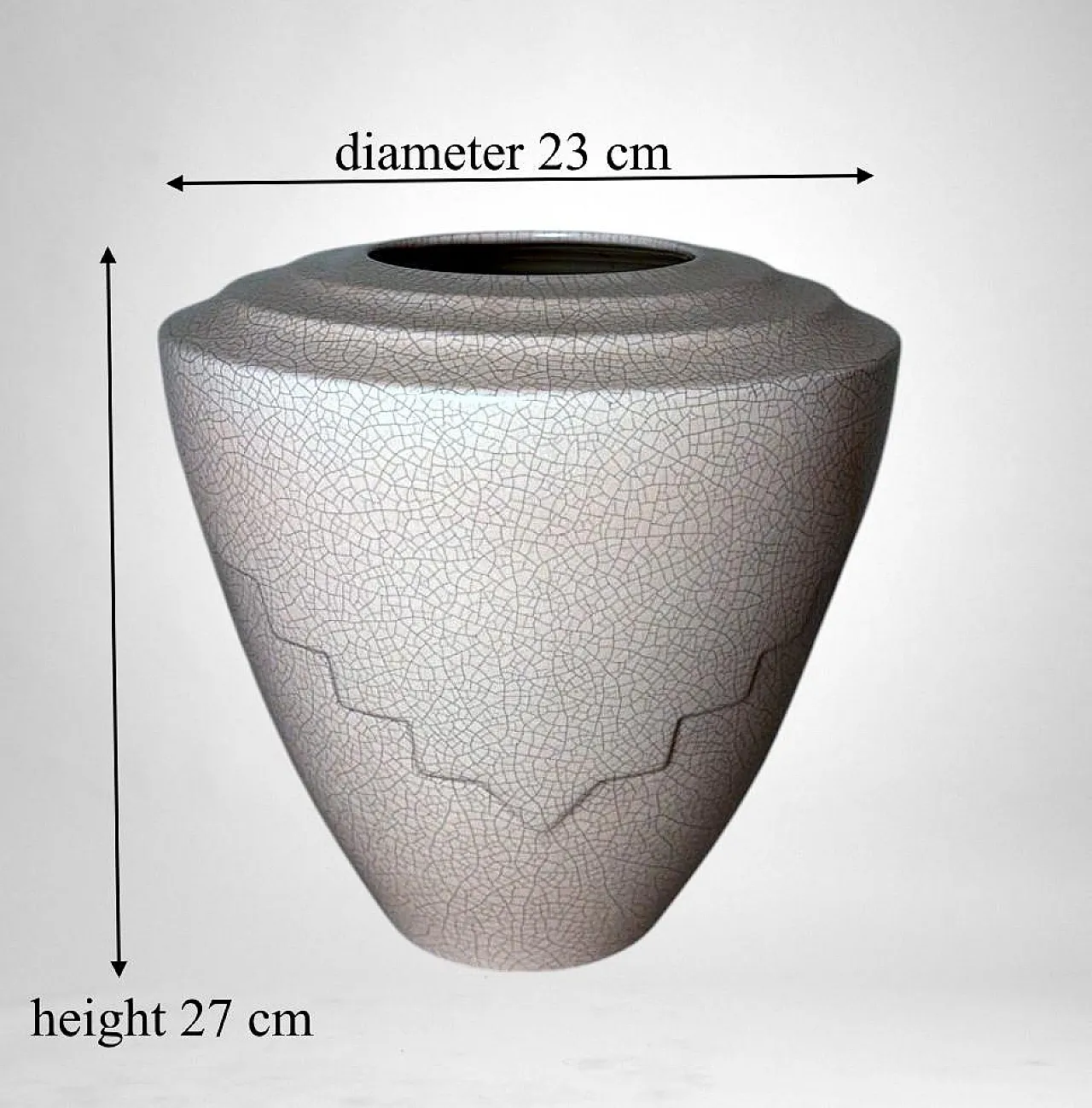 Art Deco white ceramic vase, Raku technique, 20th century 19