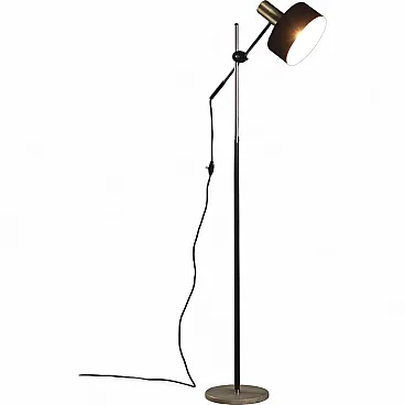 Lampada da terra con base in marmo, metallo e alluminio, '900