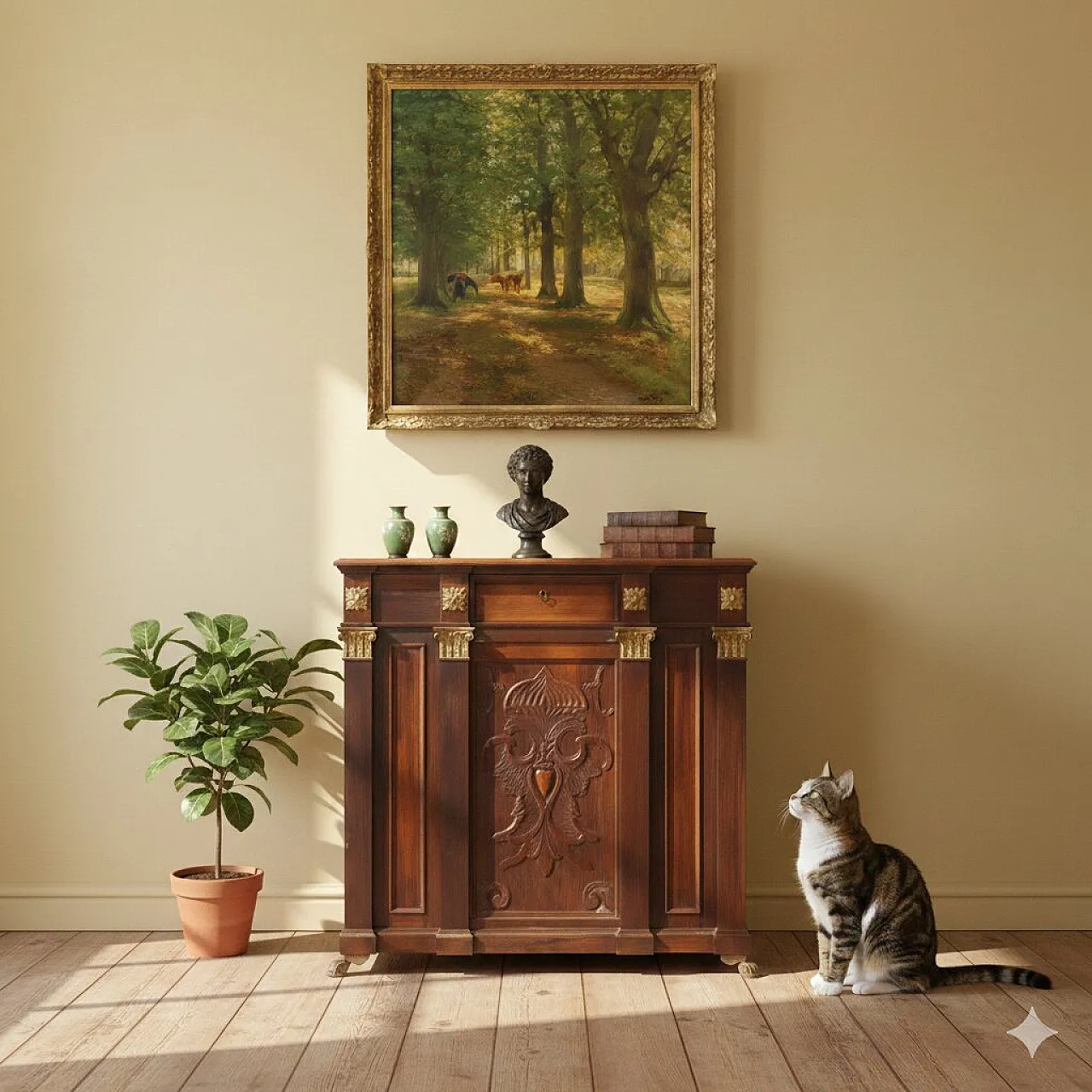 Credenza in noce e abete con piedini in metallo dorato, fine '700 2