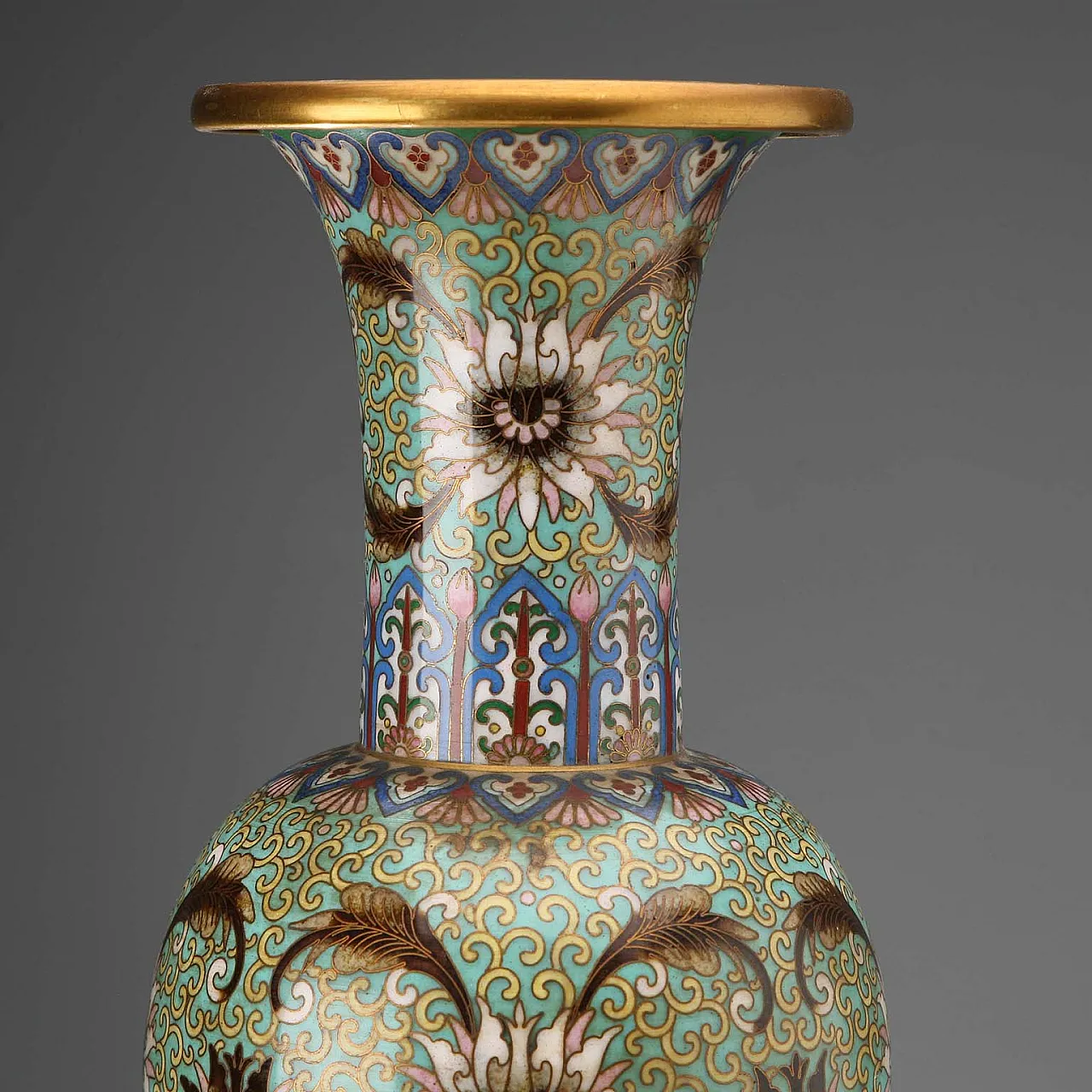 Vaso in bronzo con smalti policromi con la tecnica cloisonné, '900 5