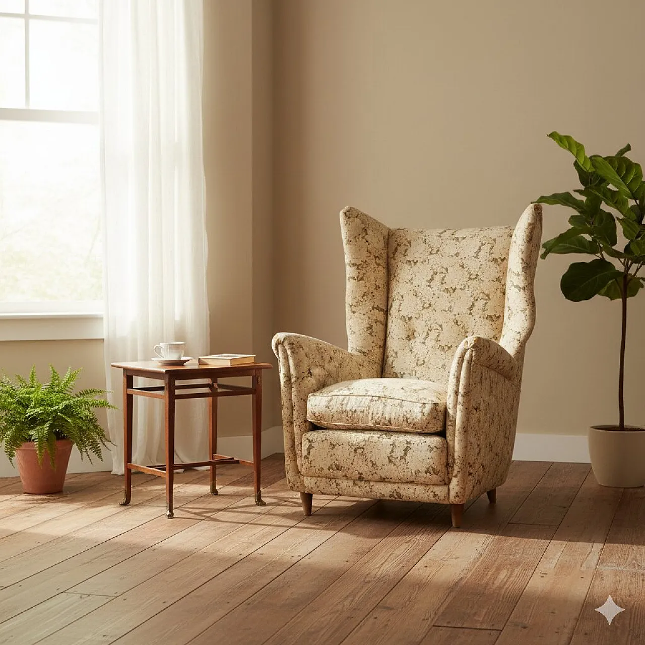 Poltrona in espanso e molle, piuma e tessuto, '900 2