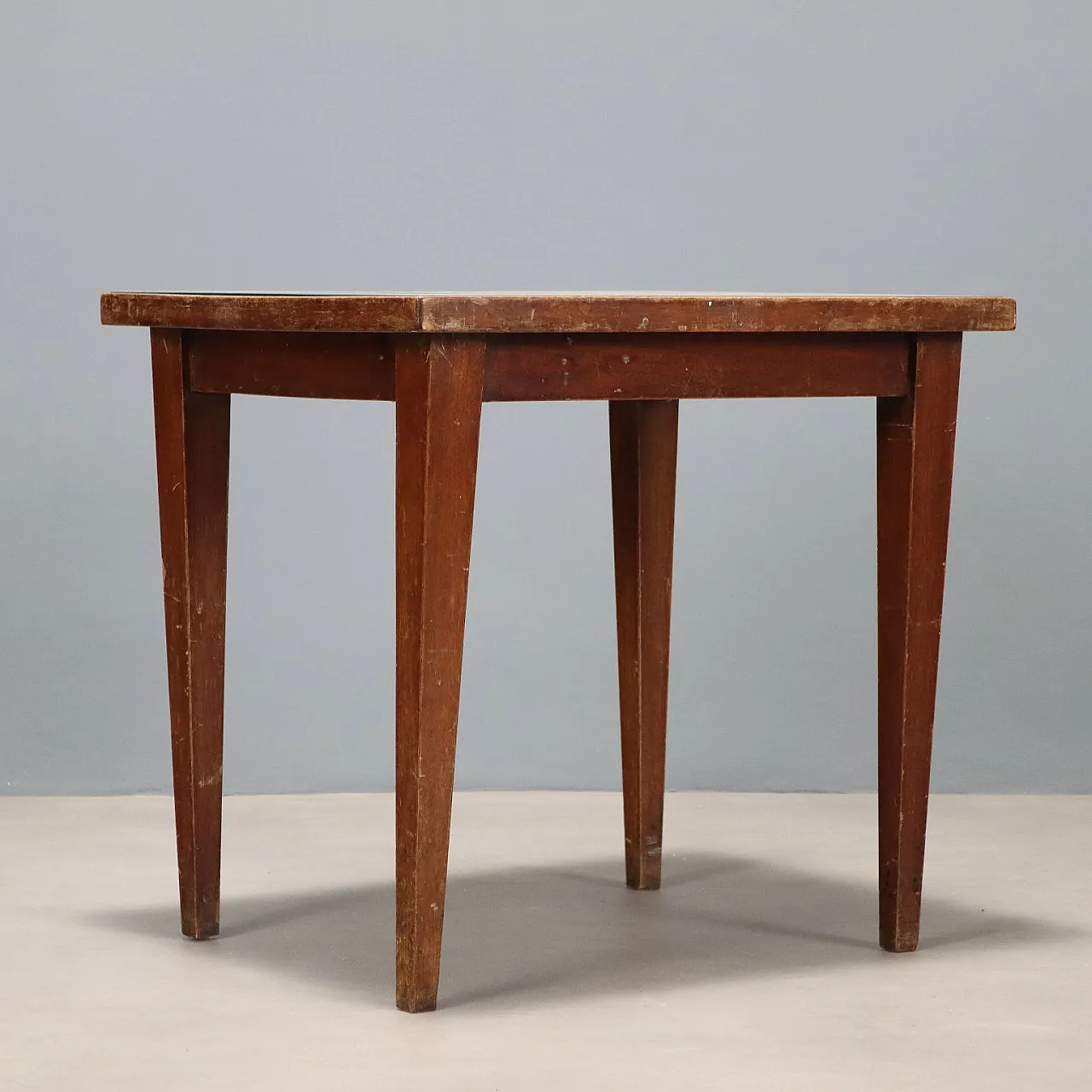 Tavolino in legno con piano in vetro, '900 8