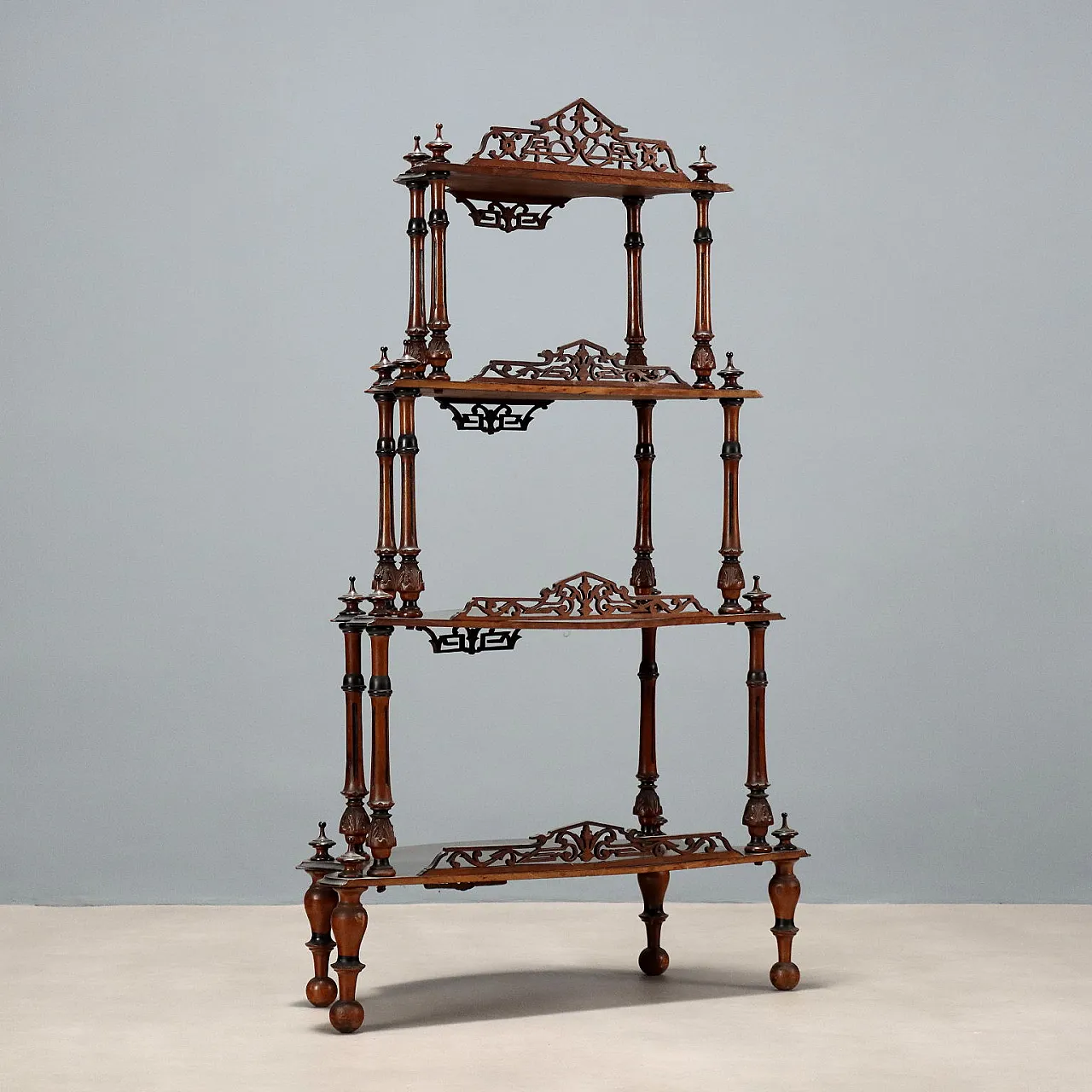 Etagere in walnut burl walnut baluster, 19th century 9