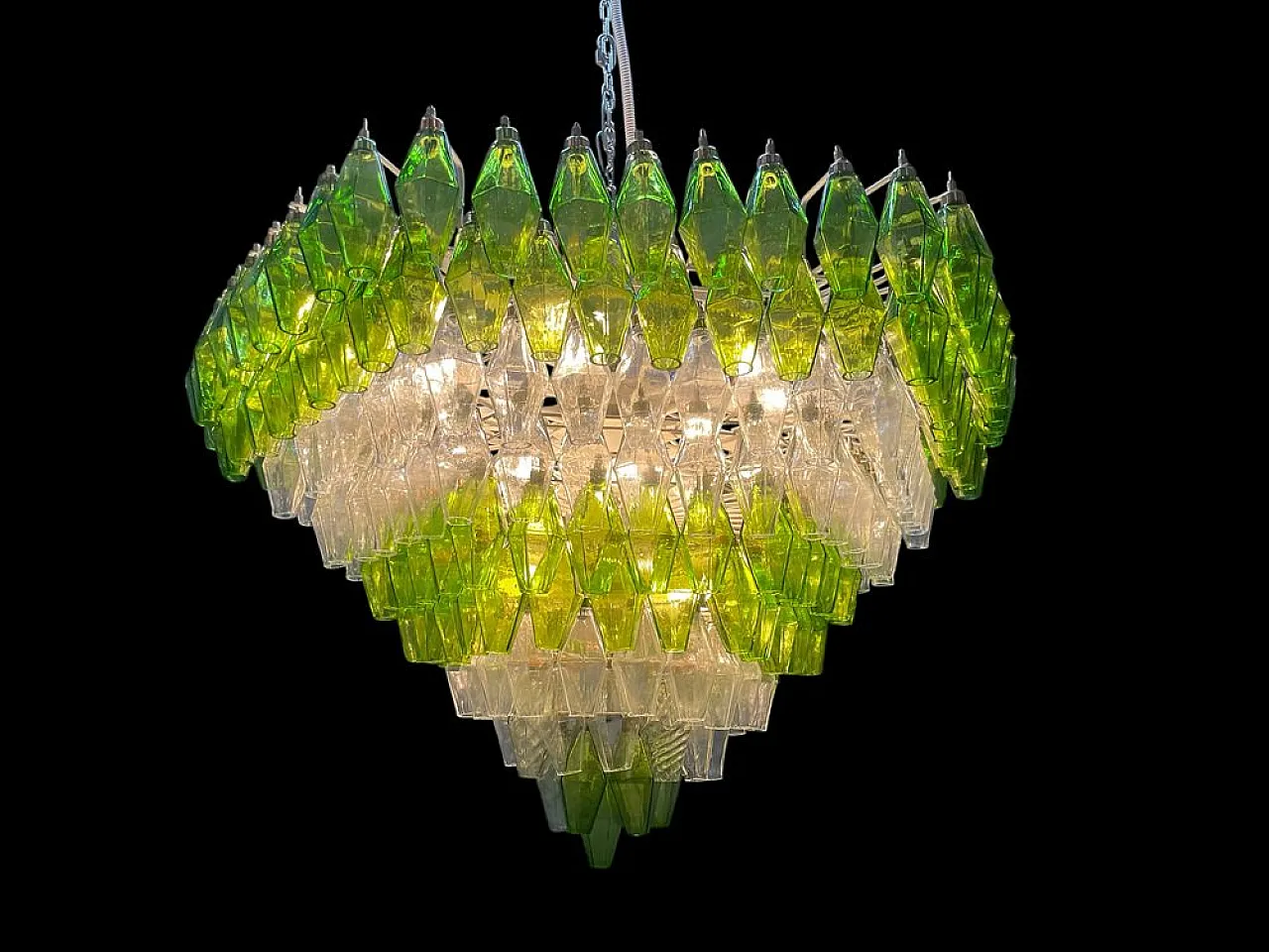 Large Poliedri chandelier in Murano glass, 1980s 2