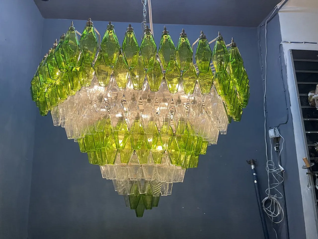 Large Poliedri chandelier in Murano glass, 1980s 7