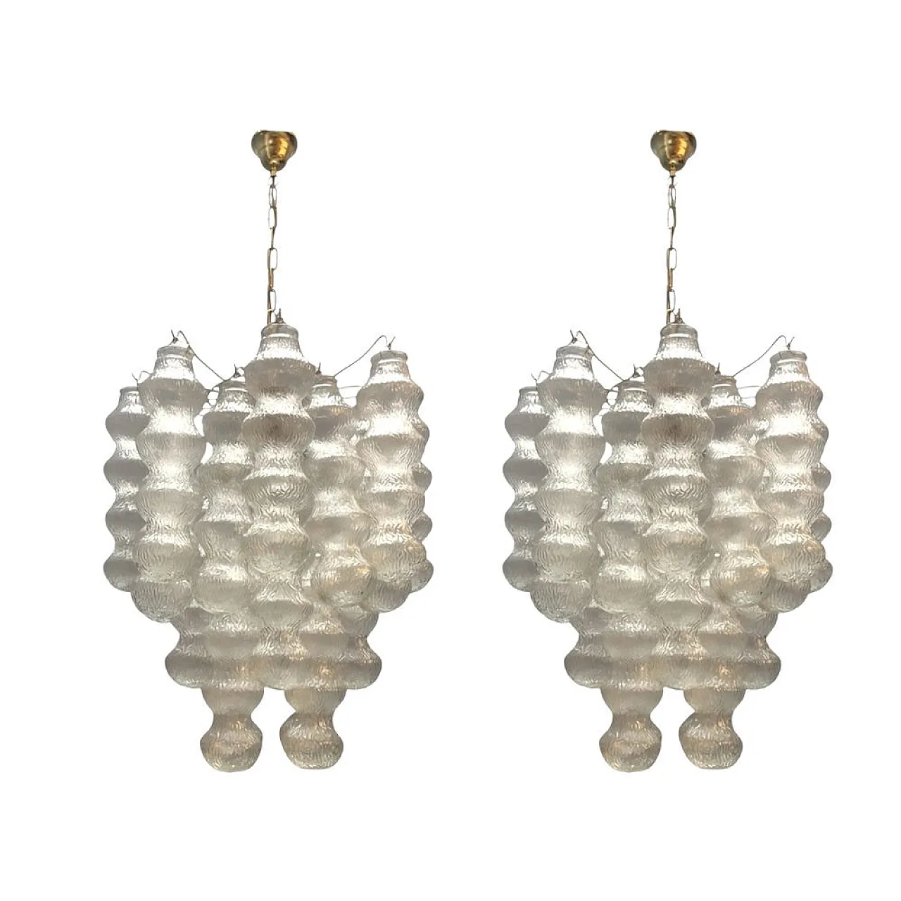 Pair of Italian Murano Glass Bubble Chandeliers, 1980s 1