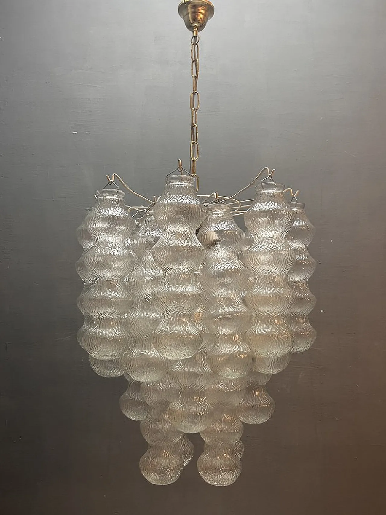 Pair of Italian Murano Glass Bubble Chandeliers, 1980s 3