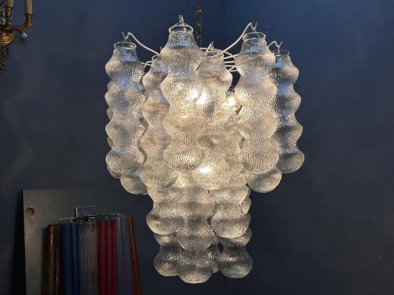 Pair of Italian Murano Glass Bubble Chandeliers, 1980s 5
