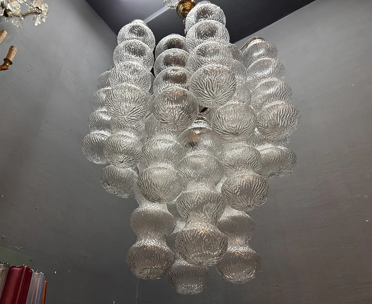 Pair of Italian Murano Glass Bubble Chandeliers, 1980s 7